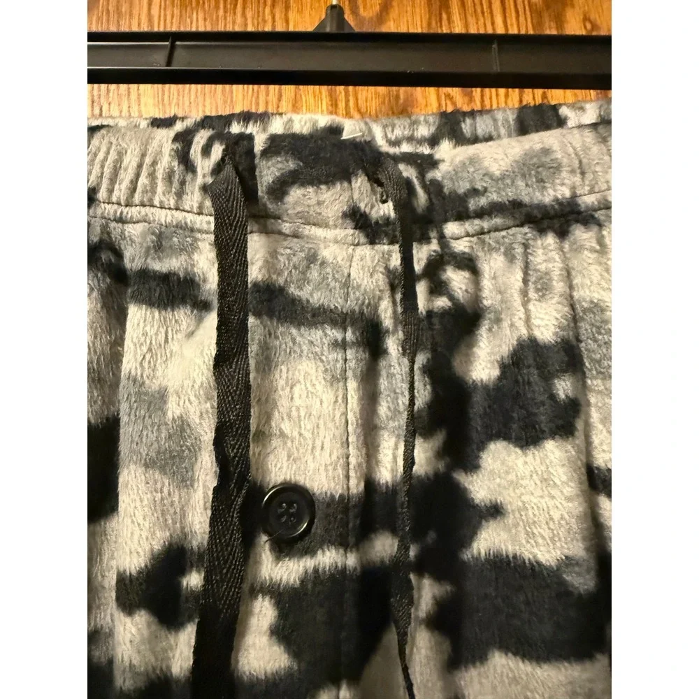 Open Trails Mens Fleece Pajama Pants Grey Black Camo Lounge Sleepwear Size M‎